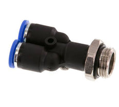 Racor rápido en Y de 8mm x G3/8'' con rosca macho latón/PA 66 NBR giratorio [2 piezas]
