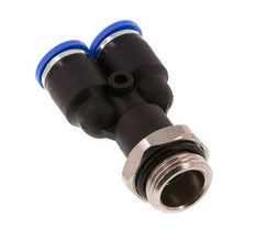 Racor rápido en Y de 8mm x G3/8'' con rosca macho latón/PA 66 NBR giratorio [2 piezas]