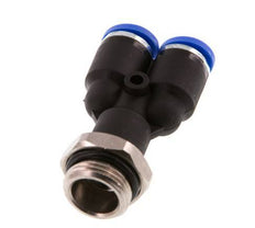 Racor rápido en Y de 8mm x G3/8'' con rosca macho latón/PA 66 NBR giratorio [2 piezas]