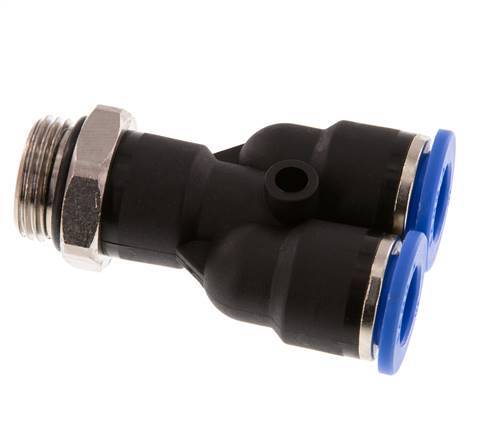 Racor rápido en Y de 10 mm x G3/8'' con rosca macho Latón/PA 66 NBR Giratorio
