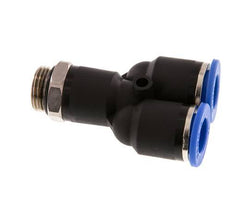 Racor rápido en Y de 12 mm x G3/8'' con rosca macho Latón/PA 66 NBR Giratorio