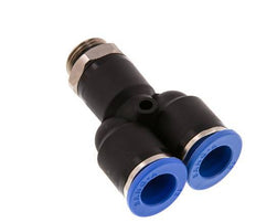 Racor rápido en Y de 12 mm x G3/8'' con rosca macho Latón/PA 66 NBR Giratorio