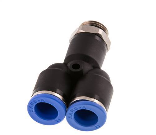 Racor rápido en Y de 12 mm x G3/8'' con rosca macho Latón/PA 66 NBR Giratorio