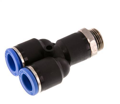 Racor rápido en Y de 12 mm x G3/8'' con rosca macho Latón/PA 66 NBR Giratorio