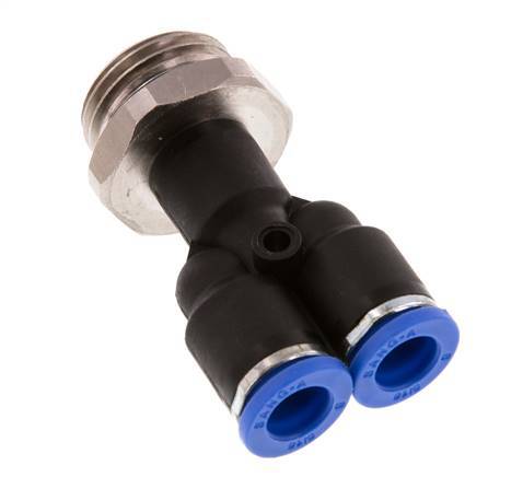 Racor rápido en Y de 8 mm x G1/2'' con rosca macho Latón/PA 66 NBR Giratorio
