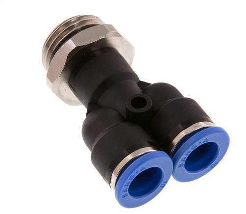 Racor rápido en Y de 10 mm x G1/2'' con rosca macho Latón/PA 66 NBR Giratorio