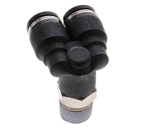 8mm x R1/4'' Y Push-in Fitting with Male Threads Brass/PBT NBR Rotatable