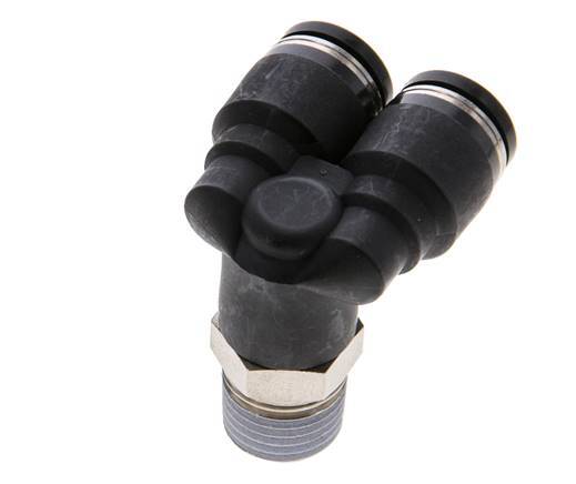 8mm x R1/4'' Y Push-in Fitting with Male Threads Brass/PBT NBR Rotatable