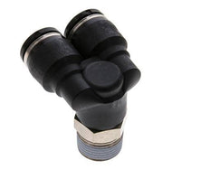 10mm x R3/8'' Y Push-in Fitting with Male Threads Brass/PBT NBR Rotatable