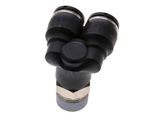 10mm x R3/8'' Y Push-in Fitting with Male Threads Brass/PBT NBR Rotatable
