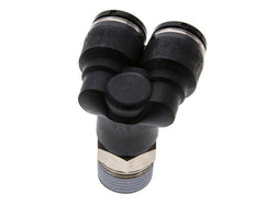 10mm x R3/8'' Y Push-in Fitting with Male Threads Brass/PBT NBR Rotatable