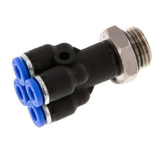 Racor rápido en Y de 4 mm x G1/4'' con rosca macho Latón/PA 66 NBR Giratorio