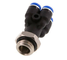Racor rápido en Y de 4 mm x G1/4'' con rosca macho Latón/PA 66 NBR Giratorio