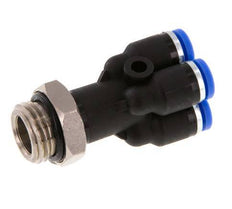 Racor rápido en Y de 4 mm x G1/4'' con rosca macho Latón/PA 66 NBR Giratorio