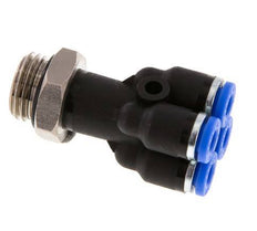 Racor rápido en Y de 4 mm x G1/4'' con rosca macho Latón/PA 66 NBR Giratorio
