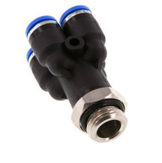 Racor rápido en Y de 6 mm x G1/4'' con rosca macho Latón/PA 66 NBR giratorio