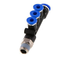 Racor rápido de 3 vías de 4mm x 6mm x R1/8'' con rosca macho Latón/PA 66 NBR Giratorio