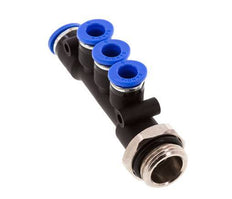 Racor rápido de 3 vías de 6mm x 8mm x G3/8'' con rosca macho Latón/PA 66 NBR Giratorio