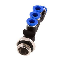Racor rápido de 3 vías de 6mm x 8mm x G3/8'' con rosca macho Latón/PA 66 NBR Giratorio