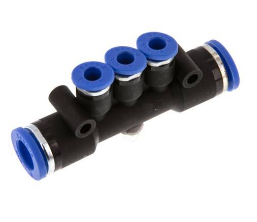 Racor rápido de 3 vías de 4 mm x 8 mm Latón/PA 66 NBR