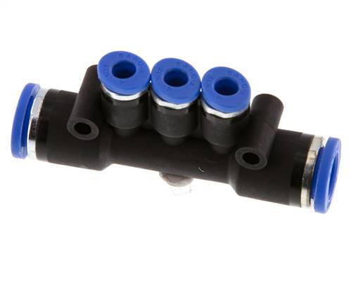 Racor rápido de 3 vías de 4 mm x 8 mm Latón/PA 66 NBR