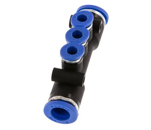 Racor rápido de 3 vías de 4 mm x 8 mm Latón/PA 66 NBR