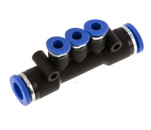 Racor rápido de 3 vías de 4 mm x 8 mm Latón/PA 66 NBR