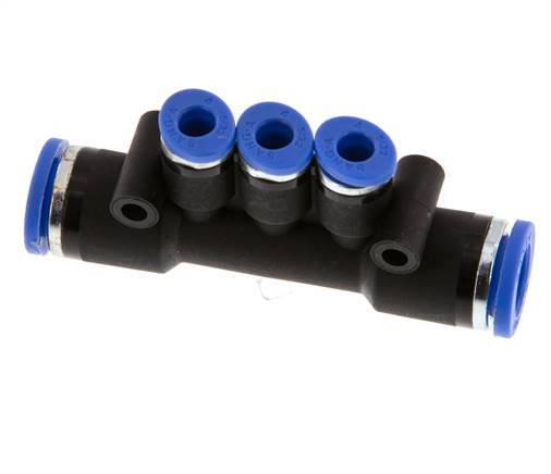 Racor rápido de 3 vías de 4 mm x 8 mm Latón/PA 66 NBR