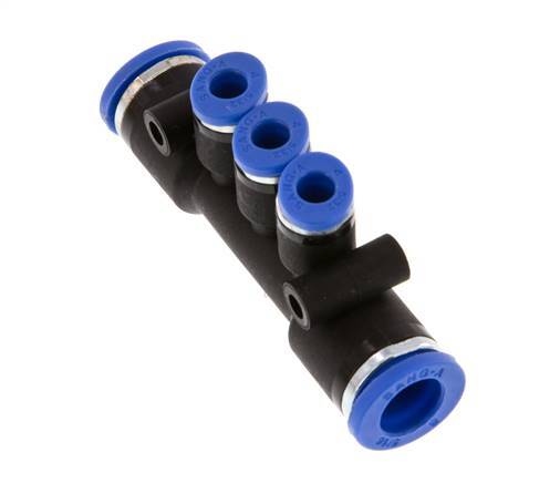 Racor rápido de 3 vías de 4 mm x 8 mm Latón/PA 66 NBR