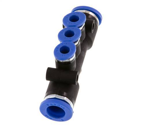 Racor rápido de 3 vías de 4 mm x 8 mm Latón/PA 66 NBR