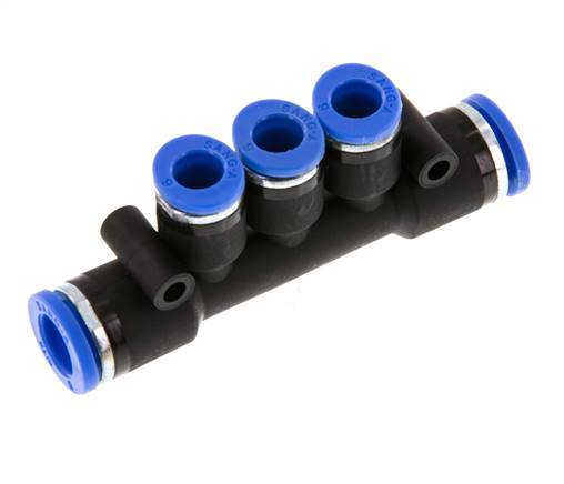 Racor rápido de 3 vías 6mm x 8mm Latón/PA 66 NBR