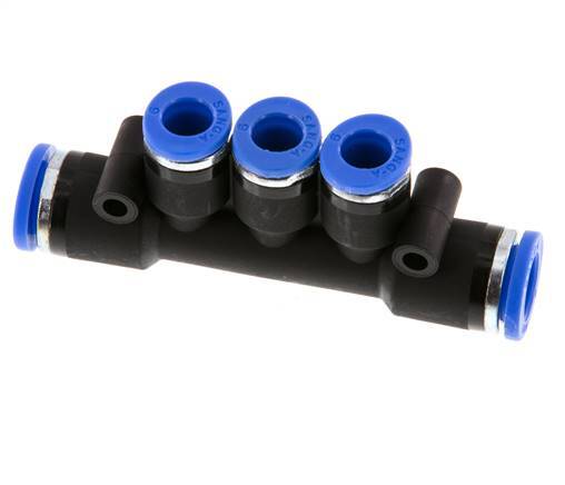 Racor rápido de 3 vías 6mm x 8mm Latón/PA 66 NBR