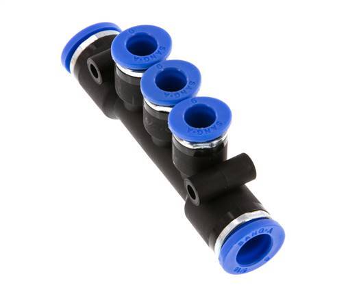 Racor rápido de 3 vías 6mm x 8mm Latón/PA 66 NBR