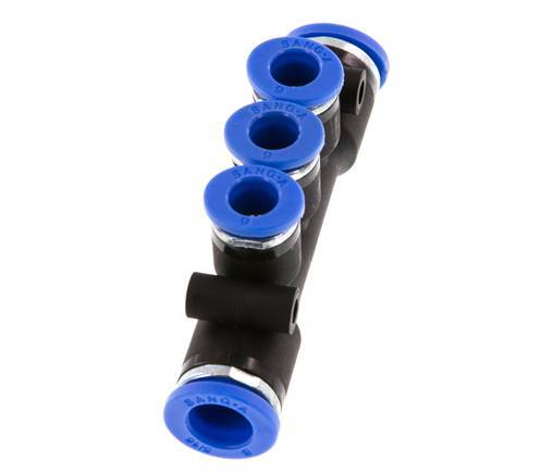 Racor rápido de 3 vías 6mm x 8mm Latón/PA 66 NBR