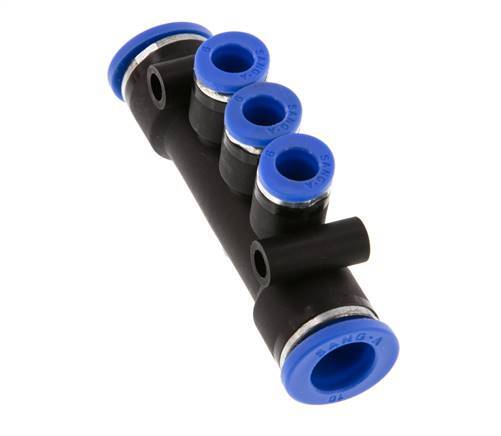 Racor rápido de 3 vías 6mm x 10mm Latón/PA 66 NBR