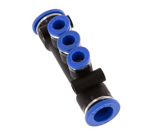 Racor rápido de 3 vías 6mm x 10mm Latón/PA 66 NBR