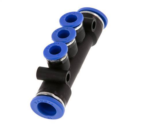 Racor rápido de 3 vías 6mm x 10mm Latón/PA 66 NBR