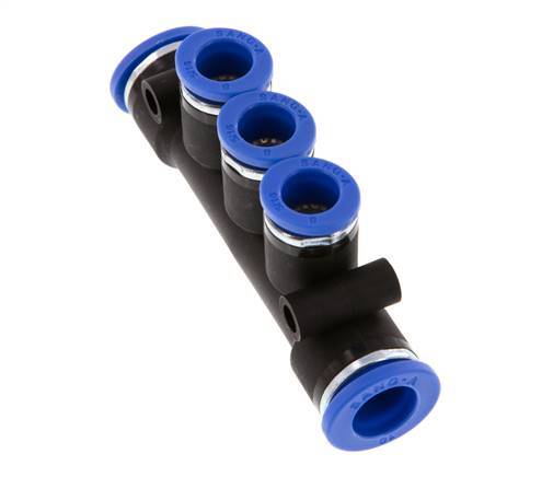 Racor rápido de 3 vías 8mm x 10mm Latón/PA 66 NBR