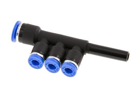 Racor rápido de 3 vías de 4mm x 6mm x 6mm con latón/PA 66 NBR