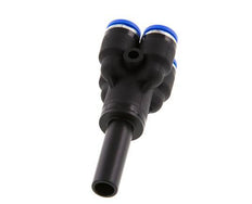 Racor de 4 vías en Y de 6 mm x 8 mm con tapón de latón/PA 66 NBR