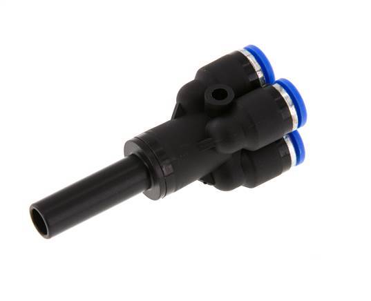 Racor de 4 vías en Y de 6 mm x 8 mm con tapón de latón/PA 66 NBR