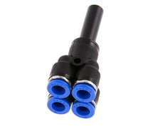 Racor de 4 vías en Y de 6 mm x 8 mm con tapón de latón/PA 66 NBR