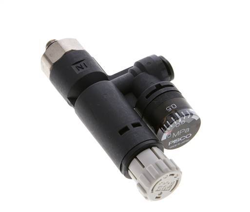 Regulador de presión neumático 4mm - M5 con manómetro
