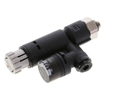 Regulador de presión neumático 4mm - M5 con manómetro