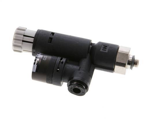 Regulador de presión neumático 4mm - M5 con manómetro