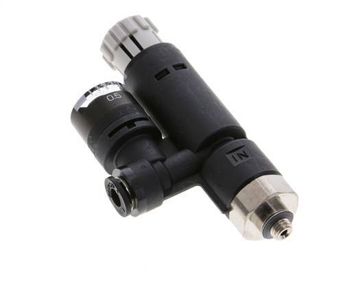 Regulador de presión neumático 4mm - M5 con manómetro