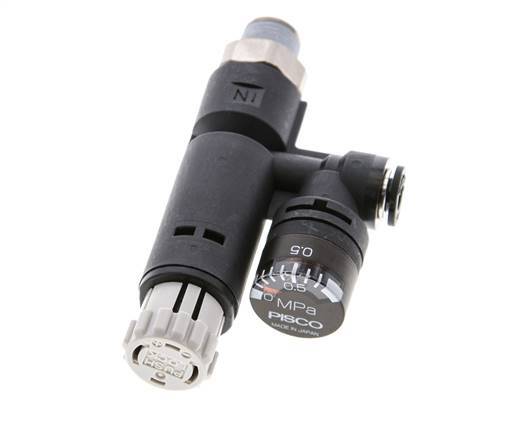 Regulador de presión neumático 4mm - R1/8'' con manómetro