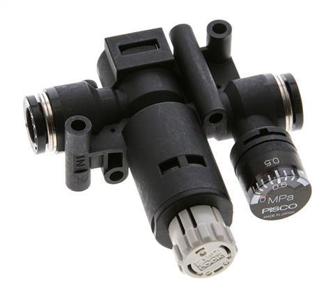 Regulador de presión neumático de 8 mm con manómetro