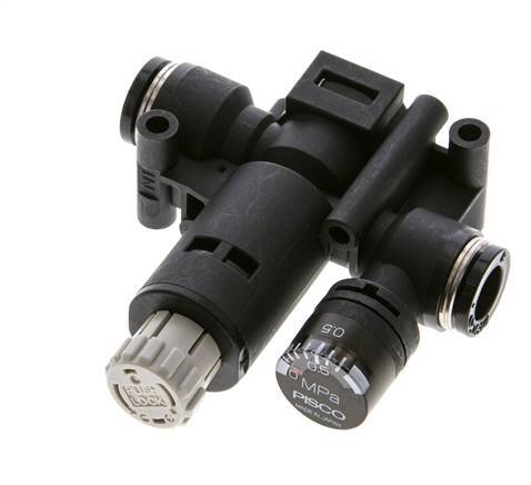 Regulador de presión neumático de 8 mm con manómetro