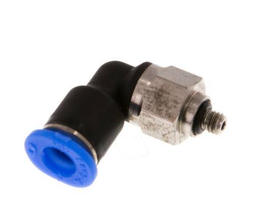 Codo de 4mm x M 3 90deg con rosca macho Acero/PBT NBR Manguito corto giratorio Diseño compacto [2 piezas]